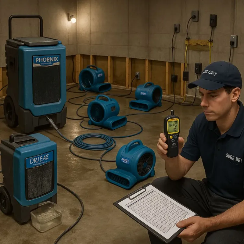 Structural Drying and Dehumidification process in Bastrop, TX